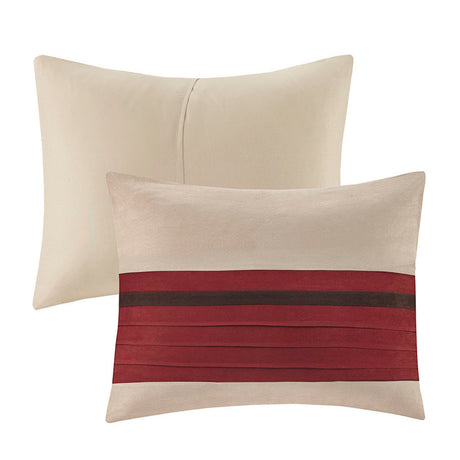 7 PC Pieced Faux Suede Comforter Set Red Queen HouseOfZazla