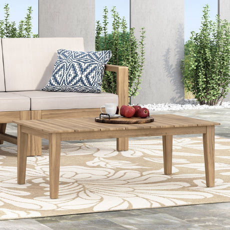 Outdoor Coffee Table With Slat Panel Top - Light Brown HouseOfZazla