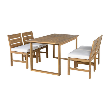 U_STYLE Farmhouse 5-Piece Outdoor Patio Dining Set with Adjustable Legs HouseOfZazla