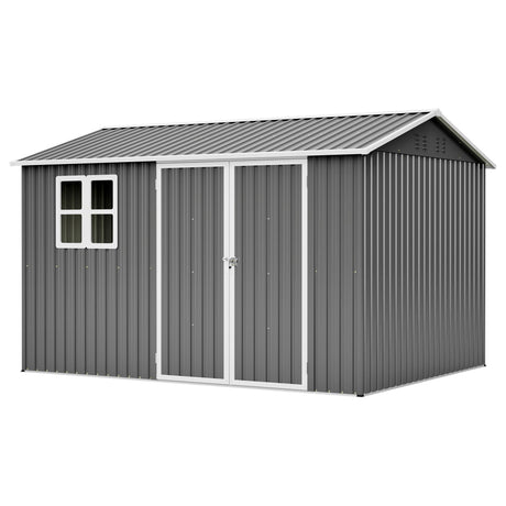 10'x8' Oversized Steel Storage Shed with Window and Lockable Doors HouseOfZazla