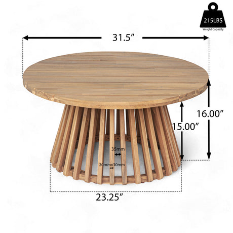 Acacia Wood Patio Coffee Table HouseOfZazla