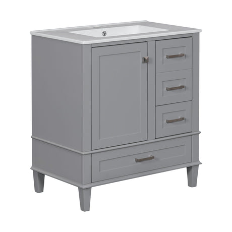 Bathroom Vanity, Modern Bathroom Cabinet With Sink Combo Set, Bathroom Storage Cabinet With A Soft Closing Door And 3 Drawers, Solid Wood Frame HouseOfZazla