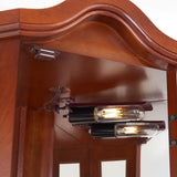 Corner Curio Cabinet With Lights, Adjustable Shelves, Mirrored Back - Walnut