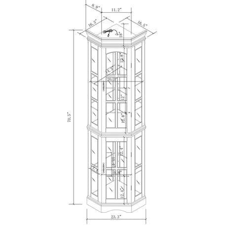 Corner Curio Cabinet With 5 Shelves And Lighting System HouseOfZazla