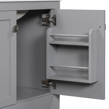 Bathroom Vanity With Single Sink, Combo Cabinet Undermount Sink, Bathroom Storage Cabinet With Two Doors And A Drawer, Soft Closing, Multifunctional Storage, Solid Wood Frame HouseOfZazla