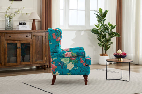 Modern Accent Chair with Retro Wood Legs - Floral HouseOfZazla
