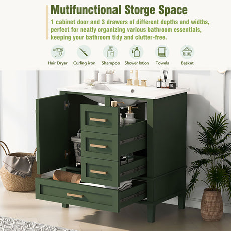 Bathroom Vanity, Modern Bathroom Cabinet With Sink Combo Set, Bathroom Storage Cabinet With A Soft Closing Door And 3 Drawers, Solid Wood Frame HouseOfZazla