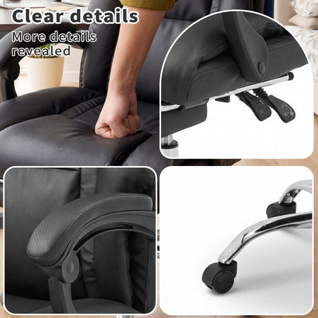 Executive Office Chair With Foot Rest, Adjustable Height - Black HouseOfZazla