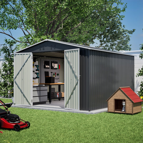 10x10 FT Large Outdoor Metal Storage Shed HouseOfZazla