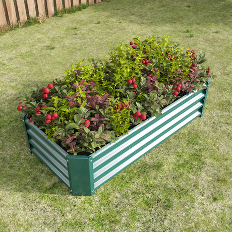 Metal Raised Garden Bed, Rectangle Raised Planter 4×2×1ft HouseOfZazla