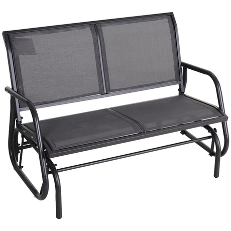 Outsunny - 2 Person Outdoor Glider Bench, Patio Double Swing Rocking Chair Loveseat With Powder Coated Steel Frame For Backyard Garden Porch - Gray HouseOfZazla