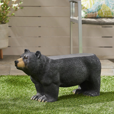 MGO Bear Bench, Concrete Outdoor Bench, Matte Black HouseOfZazla