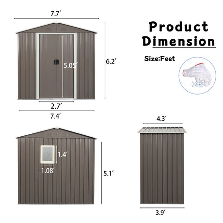 88.98" Outdoor Metal Storage Shed With Window HouseOfZazla
