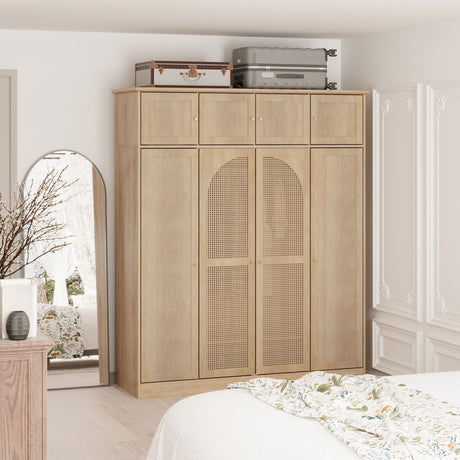 8 Door Armoire Wardrobe with Adjustable Shelves and Hanging Rod HouseOfZazla