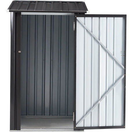 Outdoor Storage Shed, Metal Steel Garden Shed With Single Lockable Door, Small Shed Outdoor Steel Utility Tool Shed For Backyard Patio Garden Lawn - Black HouseOfZazla