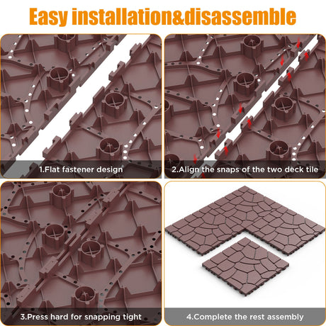 New Stone Texture Patio Deck Tiles, Diy Interlocking Floor Tiles, Easy Installation HouseOfZazla