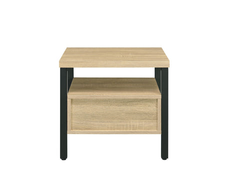Oak Finish Nightstand with 1 Drawer and 1 Shelf HouseOfZazla