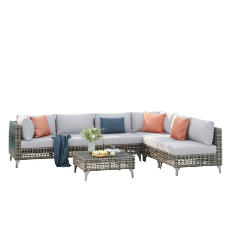 K&K 7-Piece Wicker Patio Furniture Set HouseOfZazla