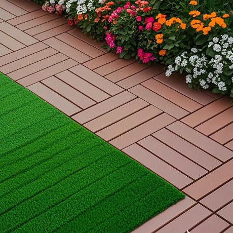 Plastic Interlocking 44 Pack Patio Deck Tiles, Square Waterproof Outdoor All Weather Use HouseOfZazla