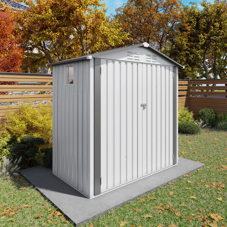 Garden Tool Shed Metal Storage Shed With Peaked Roof Waterproof Lockable Door HouseOfZazla
