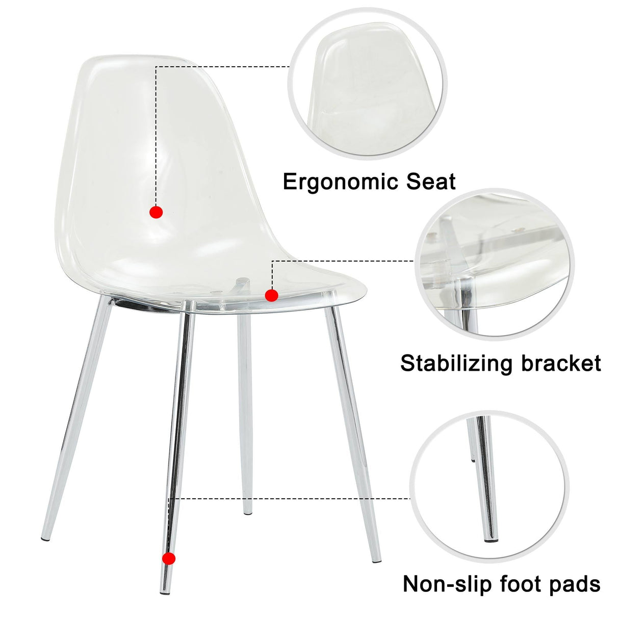 Modern Minimalist Transparent Dining Chair - 6-Piece Set