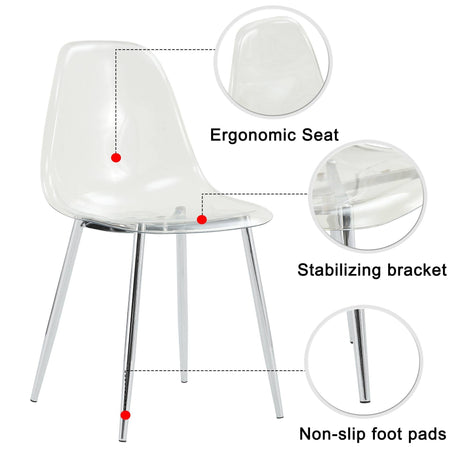 Modern Minimalist Transparent Dining Chair - 6-Piece Set HouseOfZazla