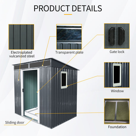 Outdoor Metal Storage Shed With Window And Transparent Plate For Garden, Lawn HouseOfZazla
