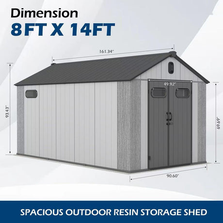 8x14Ft Resin Outdoor Storage Shed with Carpet HouseOfZazla