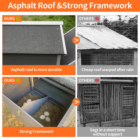 Gray Wooden Chicken Coop with Run and Nesting Box HouseOfZazla