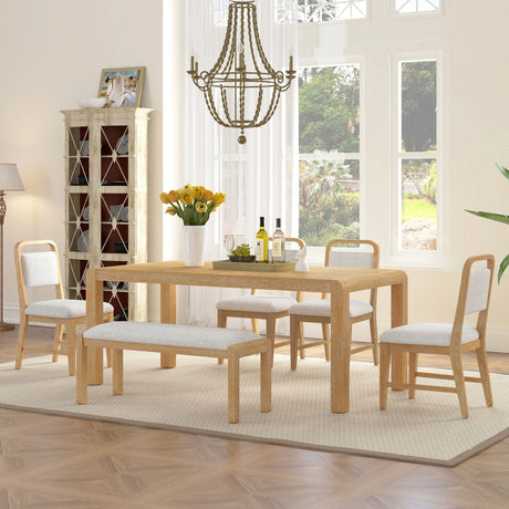 Extendable Dining Table Set With 4 Upholstered Chairs And 1 Bench HouseOfZazla
