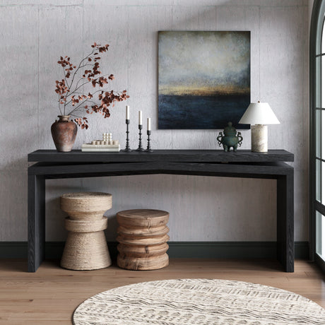 65-Inch Rustic Solid Wood Veneer Console Table HouseOfZazla