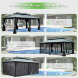 12'x18' Hardtop Gazebo with Resin Roof, Curtains, and Mosquito Netting