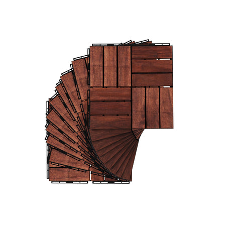 Interlocking Deck Tiles Checker Pattern, Square Acacia Hardwood Outdoor Flooring For Patio, Bancony, Pool Side HouseOfZazla