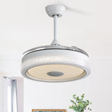 Invisible Ceiling Fan With Remote Control And 36W LED Light, 120V DC Motor, 3 Blades - White