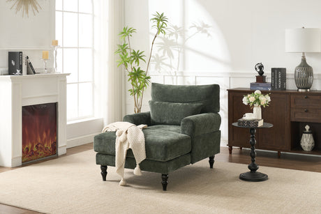 Modern Chaise Lounge Upholstered Sofa Recliner Chair in Green HouseOfZazla