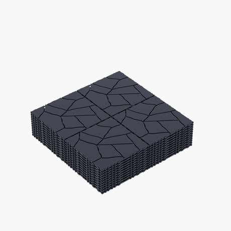 Stone Style Patio Deck Tiles For Porch (Set of 44) - Gray HouseOfZazla