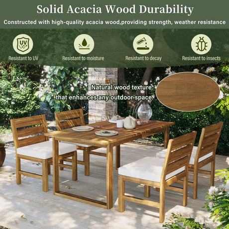 U_STYLE Farmhouse 5-Piece Outdoor Patio Dining Set with Adjustable Legs HouseOfZazla