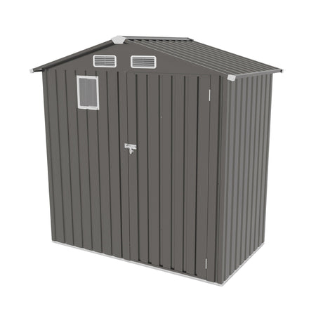 Compact Outdoor Storage Shed With Peaked Roof And Lockable Door - Gray HouseOfZazla