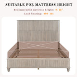 Solid Wood Queen Platform Bed Frame with Tall Headboard