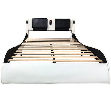 Platform Bed Frame With LED Lighting, Bluetooth Music, Vibration Massage HouseOfZazla