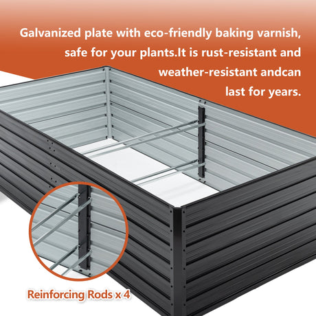 2 Pack Metal Raised Garden Bed Kit Outdoor - 8x4x2 FT Galvanized Planter Boxes Set HouseOfZazla