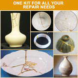 deuvuo Kintsugi Repair Kit Gold, 21 Pcs Authentic Kintsugi Repair Kit to Revive Your Broken Ceramic, Pottery, Mug, Bowl, Glass Keepsakes with Ease - Japanese Art DIY Set Bio for Beginners deuvuo