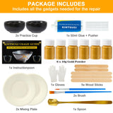 deuvuo Kintsugi Repair Kit Gold, 21 Pcs Authentic Kintsugi Repair Kit to Revive Your Broken Ceramic, Pottery, Mug, Bowl, Glass Keepsakes with Ease - Japanese Art DIY Set Bio for Beginners deuvuo