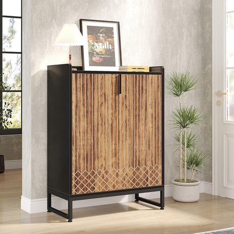 5 Tier Shoe Cabinet With Doors, Compact Entryway Storage Organizer HouseOfZazla