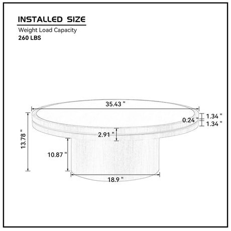 35.43 Inch Coffee Table with Sintered Stone Tabletop in Walnut HouseOfZazla