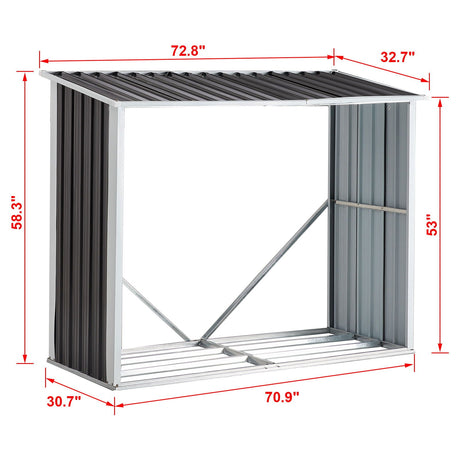 Log Storage Shed, Log Holder With Roof, Log Storage Shed, Firewood Rack For Backyard Garden Patio Porch, Anthracite Galvanized Steel - Black HouseOfZazla