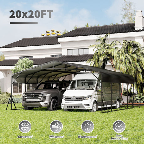 Heavy Duty Carport, All Weather Shelter - Black HouseOfZazla