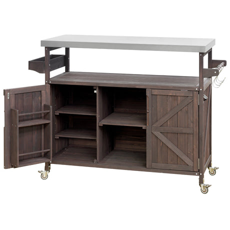 K&K Outdoor Kitchen Island, Rolling Bar Cart & Storage Cabinet HouseOfZazla