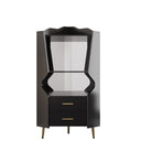 Corner Bar Cabinet With Mirrored Back, 2 Open Shelves & 2 Drawers HouseOfZazla