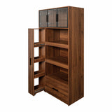 70.87" Tall Kitchen Pantry Cabinet with Multi-Tier Pull-Out Shelf